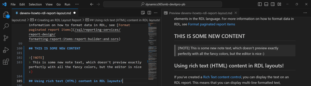 Open Preview within Visual Studio Code allows you to write Markdown code and see a live preview at the same time