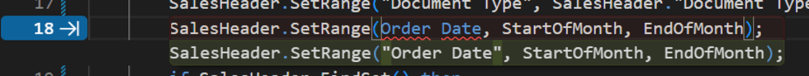 In VS Code, when using Next Edit Suggestions, the blue arrow points to the suggested next edit location.
